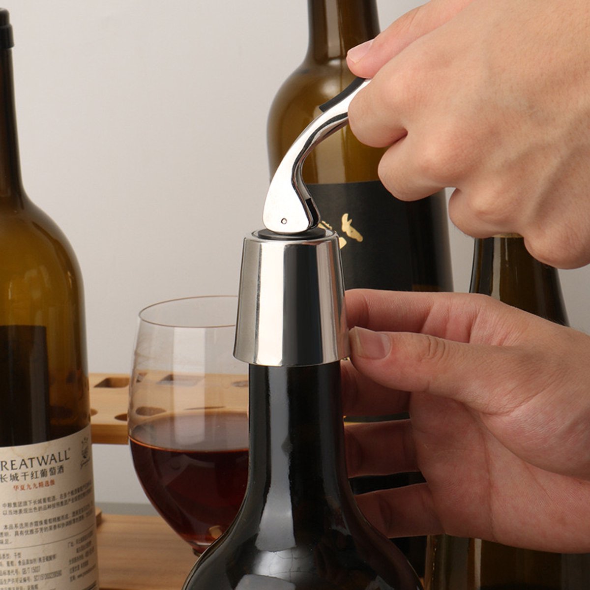 Wijnstopper standaard zilver